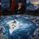 Ilustración editorial de Donald Trump, Xi Jinping y Vladímir Putin observando un mapa estratégico del Ártico